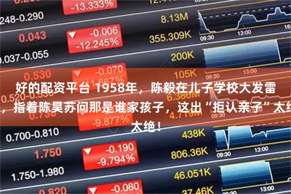 好的配资平台 1958年，陈毅在儿子学校大发雷霆，指着陈昊苏问那是谁家孩子，这出“拒认亲子”太绝！